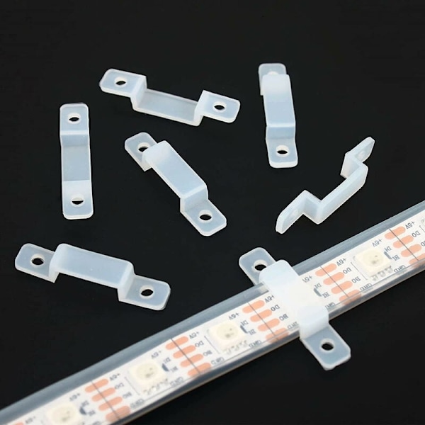 Set med 50 fästklämmor för LED-ljusremsa 10 mm till 18 mm