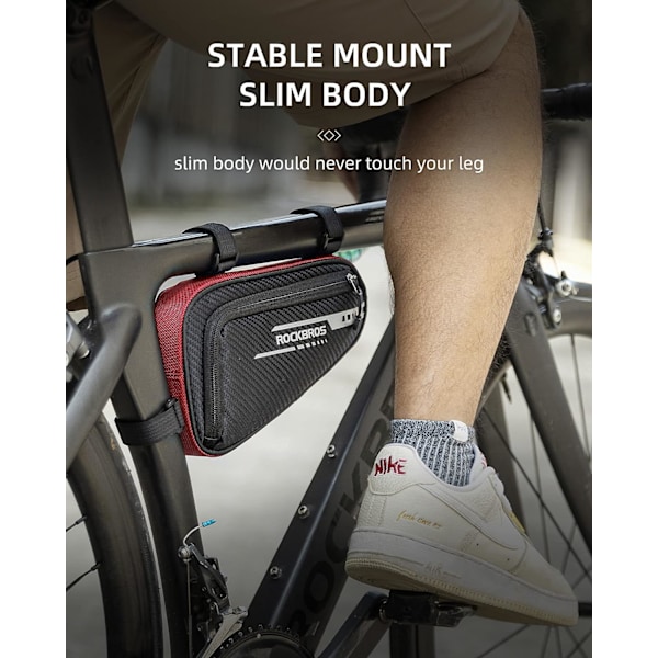 Cykelramme Taske, Reflekterende Trekant Taske Sort 1.2L