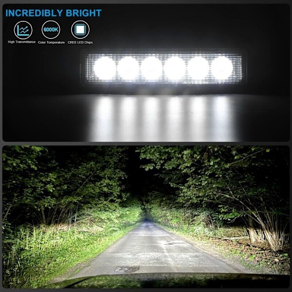 12V 18W LED Arbeidslys Bil LED Spotlight 12v Spot Flood LED Tåkelys 9,200lm Arbeidslys for Bil Lastebil Traktor SUV Båt [2 stk]