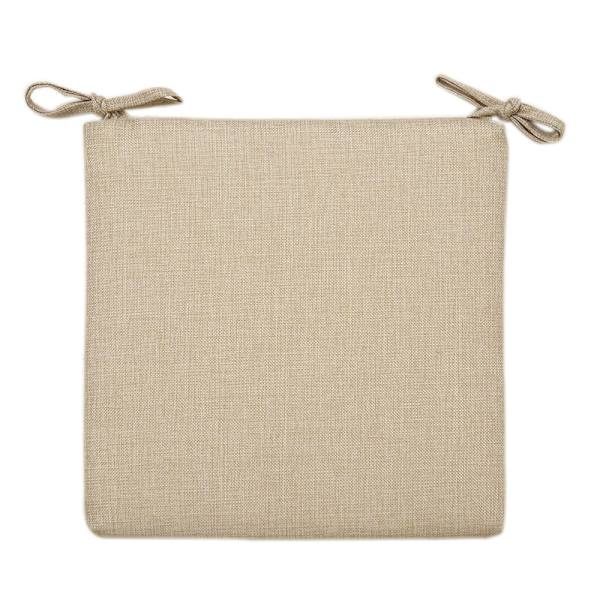 1 x beige pellava-puuvilla kesätuolin tyyny - 40 x 40 x 4 cm - pellavamainen ulkonäkö - tahrankestävä ja vedenpitävä - kiinnityshihnalla