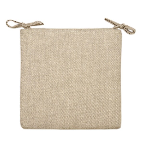 1 x beige sommerstolehynde i linned bomuld - 40 x 40 x 4 cm - pl