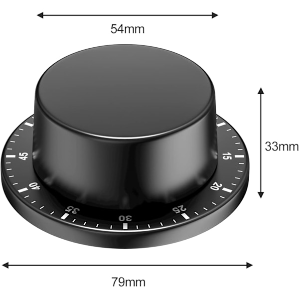 Mekanisk køkkentimer, adsorberbar magnetisk timer, vandtæt rustfrit stål genanvendelig timer, 60 minutters nedtælling, egnet til madlavning, kogt E