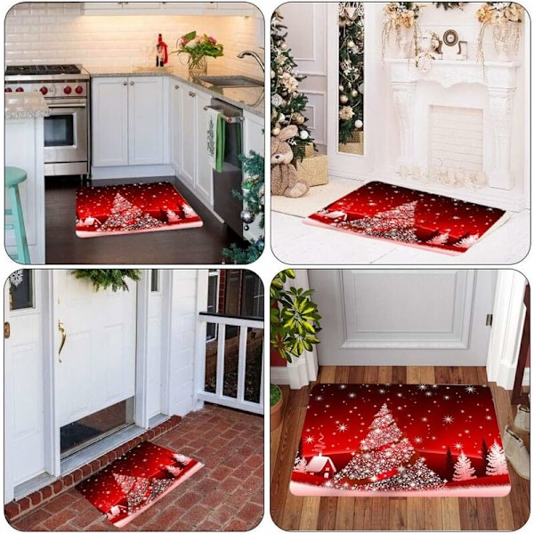 Julegulvtepper, innendørs teppe, sklisikker dørmatte, juledekorasjonsmønster til julebenk i huset, 50x80cm badematte