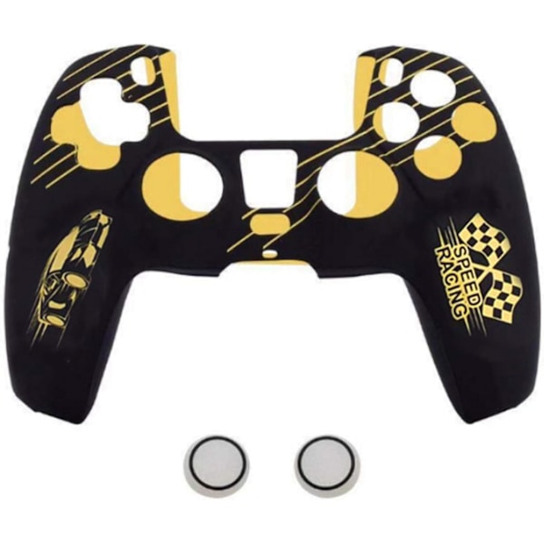 Gamepad Silikonfodral med 2 Hantelhattar för PS5-kontroller, halkfri mjukt dammskyddande skyddsfodral för PS5-spelgåvor (vit/gul/röd)