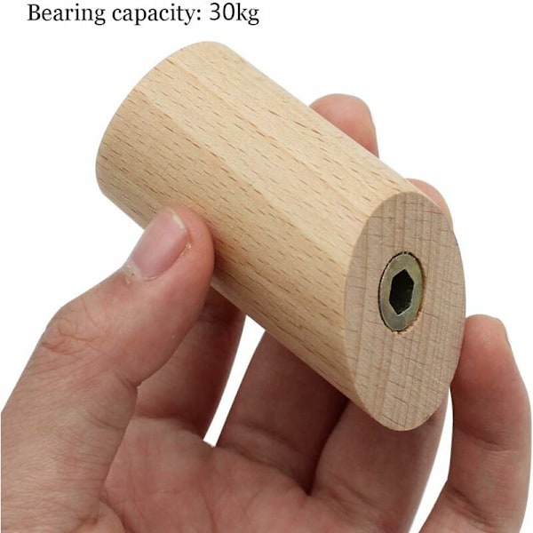 6 puisen vaatekoukun setti luonnonpuuta 3x6cm pyökkikoukut 45° ripustuskoukku vaatteille huiville laukulle - maksimikuorma 15 kg