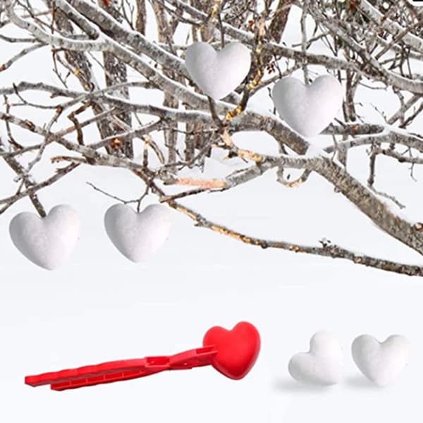 2 PCS Vinter Snøball Maker Klips, Andehjerteformet Snøball Maker Klips, Barn Utendørs Vinterlek Snøleker Sandformverktøy