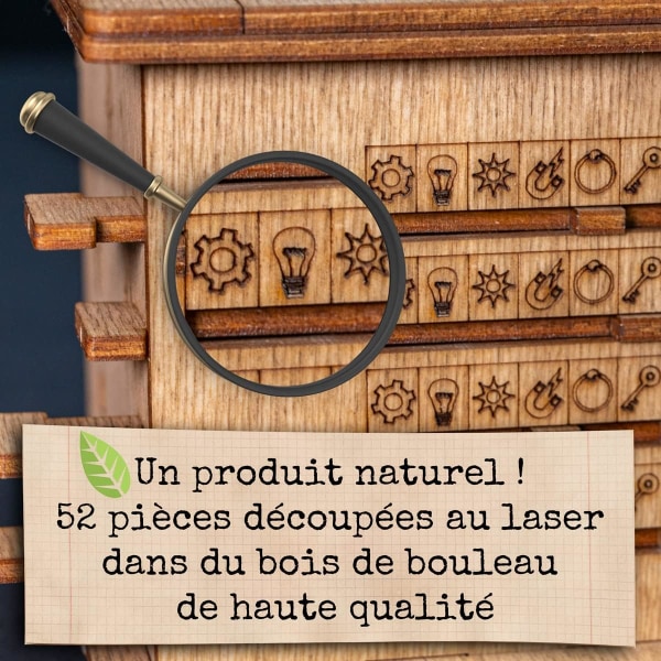 Escape Room 60 minutter i en æske - Katte model - Træ 3D puslespil - Boks logikspil - Gaveæske - Quest box