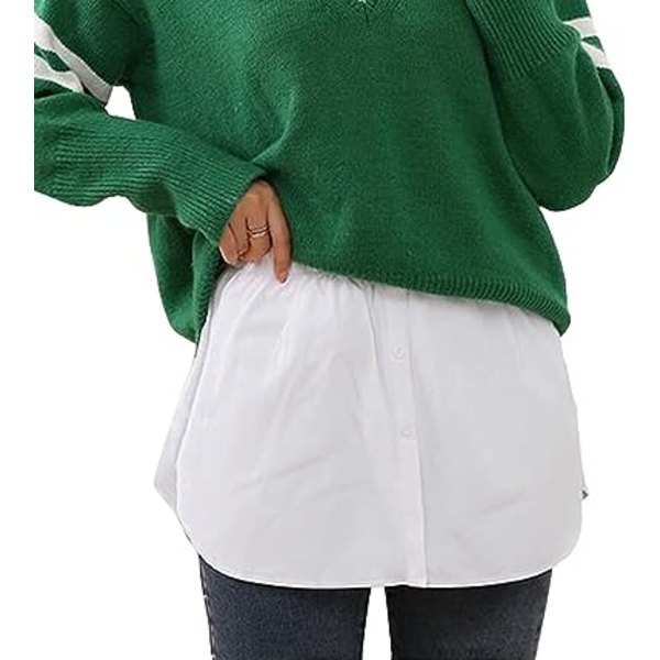 Mini (S) Nedre Sweep Skjorte Halv Lengde Skjørt Slit Falske Kvinner Lagdelt Justerbar Overlay Topp Skjorte Extenders for Kvinner Jente (Enkel Stil)