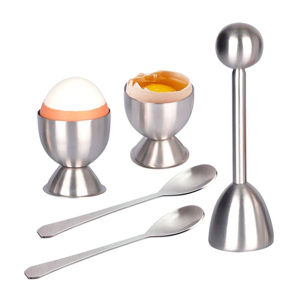 Set i 5 delar - Äggöppnare i rostfritt stål - Skiva och ta enkelt bort toppen av mjukkokta ägg