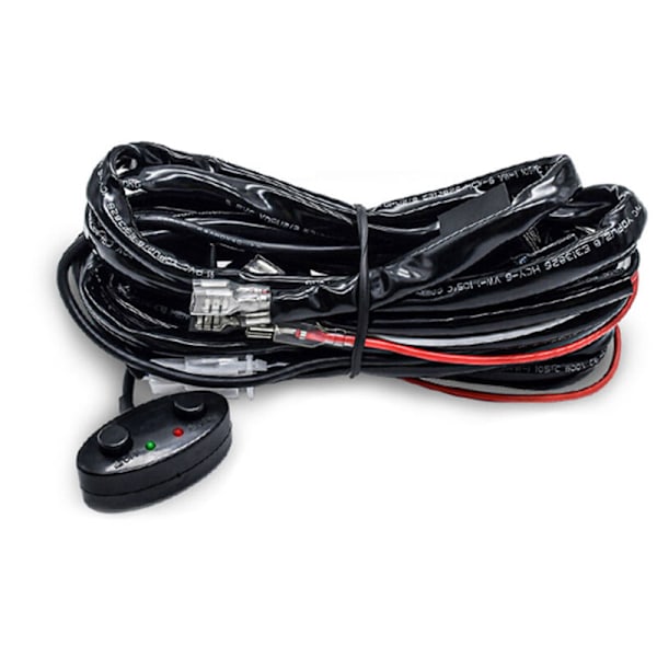 Kabelsett for LED-lysrampe, 480 W, 2 ledninger, 14 AWG, universelt LED-kabelsett med 12 V 40 A relé og to kontrollbrytere for å bytte mellom dif