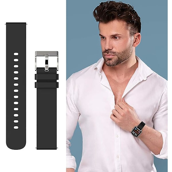 P22 P32 P36 Smartwatch Rem, 20mm Blød Silikone Udskiftningsrem Justerbar Sportsur Remme til Smart Watch