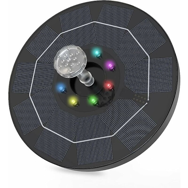 Aurinkovesipumppu, LED 3,5W aurinkolintuallas-suihkulähde integroidulla 1500mAh akulla ja 8 LEDillä