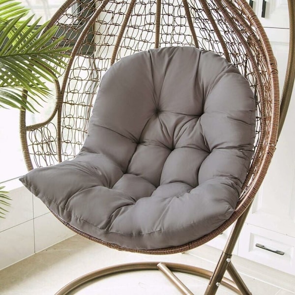 Stolehynde, Rattan Stolehynde, Afslappende Stolehynder til Hængende Kurvesving, Kurvesædehynde til Indendørs, Udendørs, 80 x 120 cm, Grå