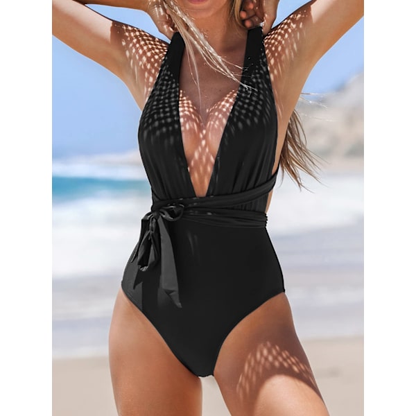 One Piece Badetøj Sexet Dyb V-hals Badetøj Crisscross M