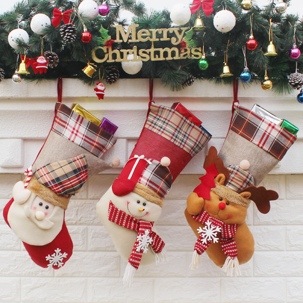 3st julstrumpor julklappspåse hängande presenter jul c