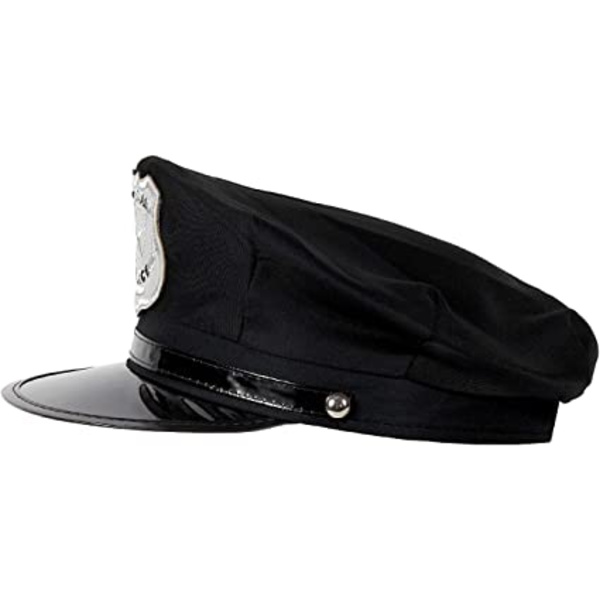 Politihat Cop Karnevalhatte 1 sort politihat, sjov, SWAT