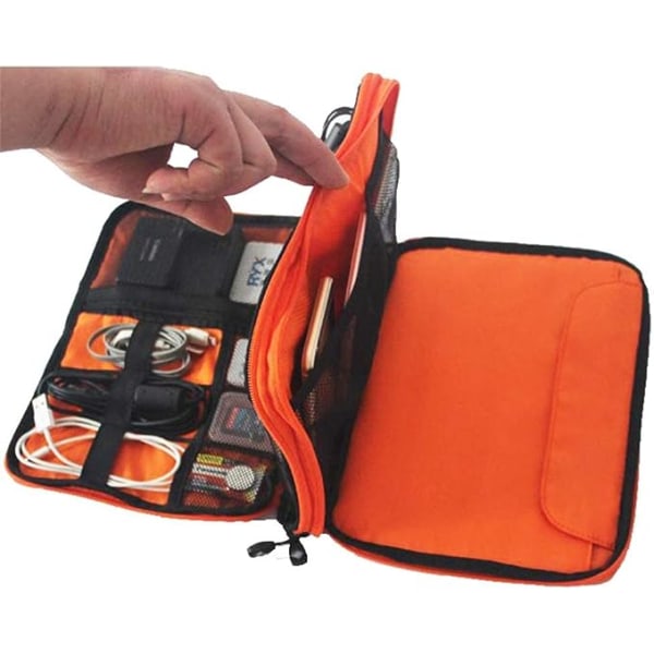 Elektronisk tilbehørs oppbevaringspose (grå), kablet oppbevaringspose vanntett/reise slitesterk/USB kablet stasjon/hodetelefoner/powerbank