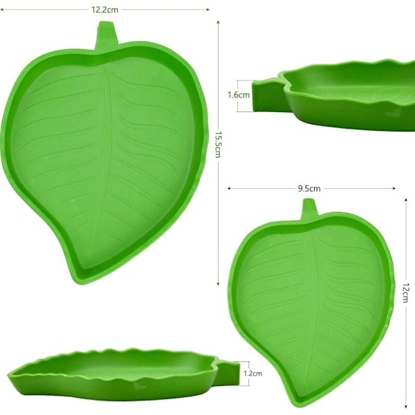 2-pack bladformade vatten- och matskålar, reptilmatskål, reptilmatningsskål, reptilskålar, små reptilskålar för reptiler, ormar, sköldpaddor, ödlor