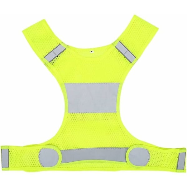 Reflekterande löparväst, fluorescerande gul justerbar storlek hög synbarhetsväst för säkerhet vid nattlöpning med XL-fickor