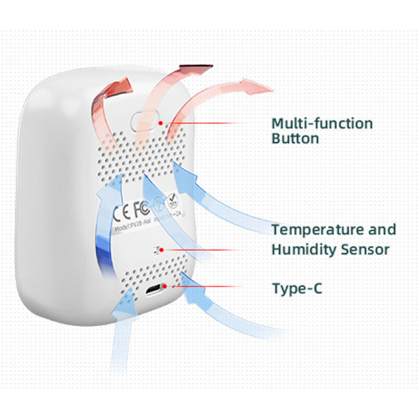 LED-skjermdetektor LED PM2.5 Multifunksjonell tester for temperatur og fuktighet Partikkelsensor Laser kvalitet på innendørs luftkvalitetskontroll av mobi