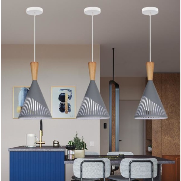 Hengende lampe, lysekrone moderne minimalistisk kreativ personlighet retro jern lysekrone enkelt hode (grå)