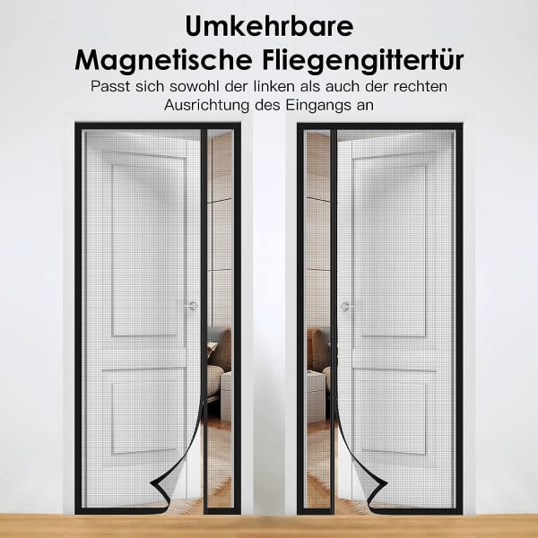 Magnetisk fönsterdörr myggnät 90x210 för skjutdörr, entré, gunga, rullgardin, husvagn, balkong, husbil