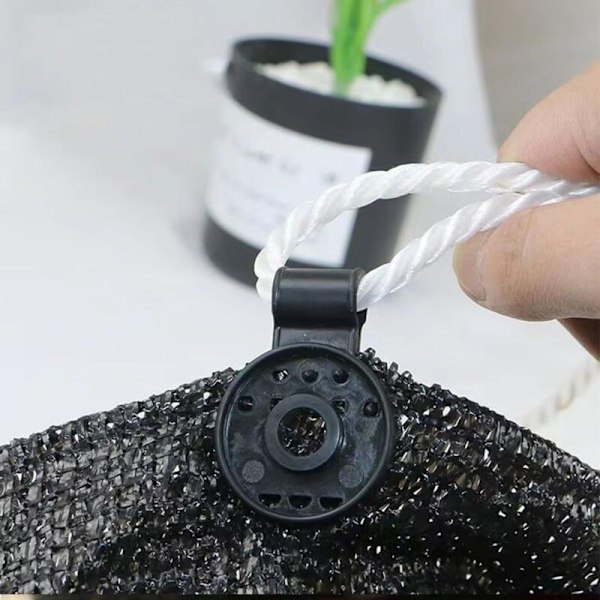 Plastklämmor för skuggsegel, svarta nätklämmor, skuggklämma med ögla för skuggnät, staket, 40 st vindskydd för tyg