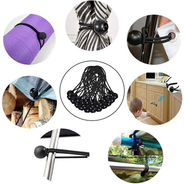 30 stycken elastiska spännare, spännare Bache, Sandow elastisk, elastisk spännare för paviljong, presenning, campingplats, tält, förlängningsgardiner (
