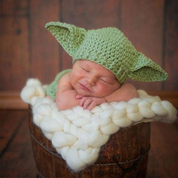 Babykostumesæt med Yoda-hat til fødselsdag for nyfødt tegneseriefest
