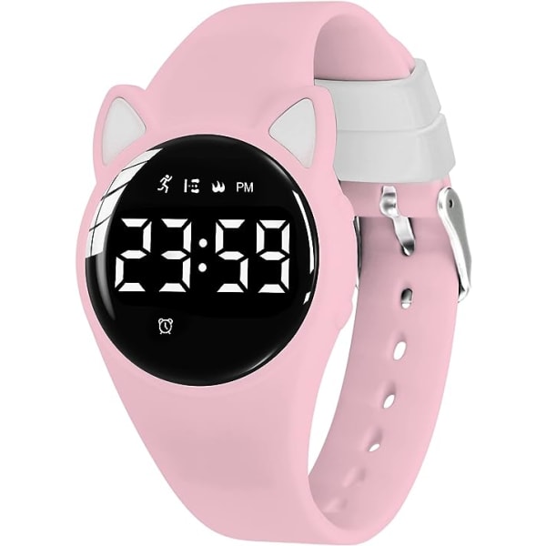 rosa vit watch, liten watch för tjejer, digital fitness