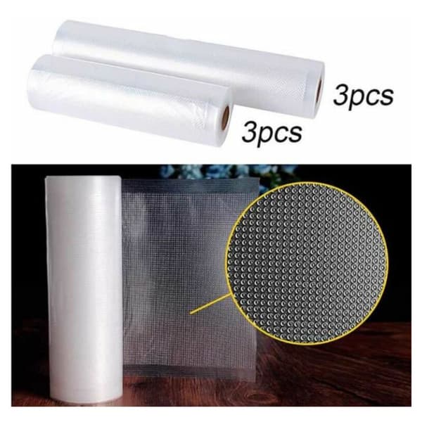 Förpackning med 6 Rullar 20x500cm + 28x500cm Präglade Vakuumförpackningspåsar Matvaruenhet