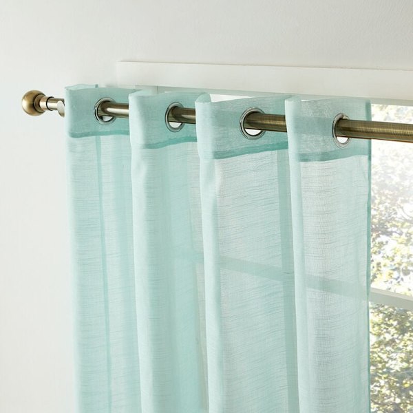 Semi-transparente korte, lette gardiner med maljer i lin-look, butikkgardiner, skjerf til stue, soverom, barnerom, blå 160×140cm (H×B)