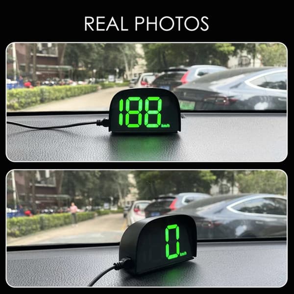 Bil speedometer, HUD speedometer, GPS speedometer, LED digital display, Universal forrude mph/km display, Overspeed alarm, Grøn KM