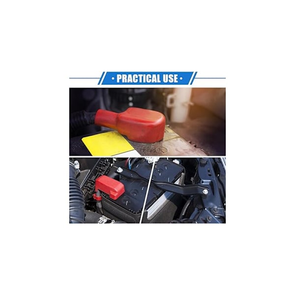 3 par batteripolsöverdrag med isolering, längd 87mm, 16mm 0.63\" Universal lock för bilbatteripoler, motorcykel, lastbil, röd svart