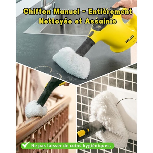 Tarvikesarja 8 osaa Kärcher-höyrypesureille SC2 SC3 SC4 SC5 Sisältää 6 mikrokuituliinaa + 2 varamoppiliinaa, yhteensopiva Kärcher Easy Fix -järjestelmän kanssa