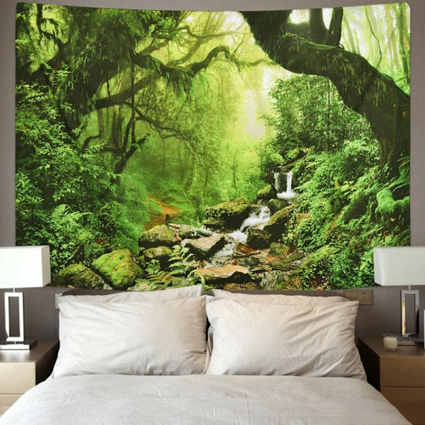 1 kpl Seinävaate, seinäkoriste, vihreä metsäkuvio, seinäkoristelu olohuoneeseen makuuhuoneeseen, toimistoon, 150 x 200 cm
