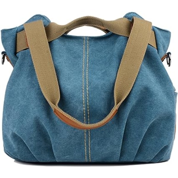 (blå)kvinder Canvas Håndtaske Skuldertaske Crossbody Bag Håndtaske Wor