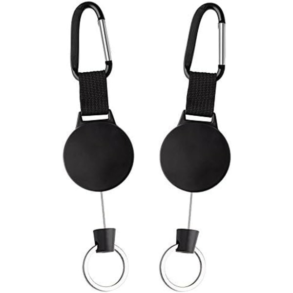 (2-pack) Högpresterande Retractable Nyckelkedja Nycklar, Utomhuskarbinhake, Retractable Hög Stretch Webbing Anti-stöld Retractable Clip Spänne