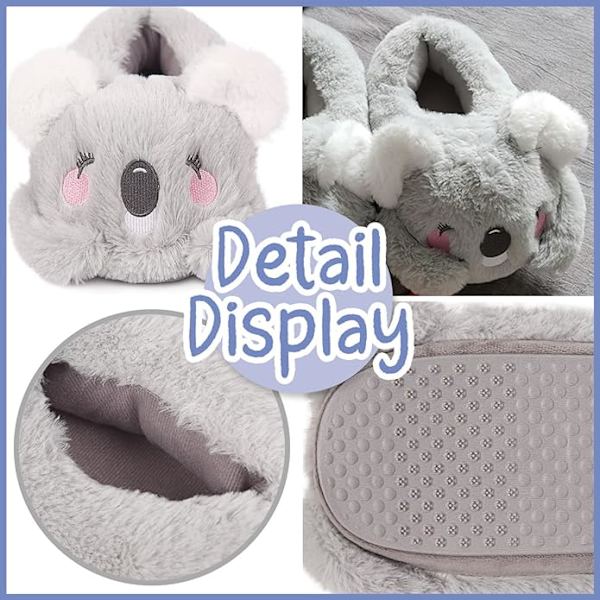 Dame Dyresko Sød Koala Plys Sko Kawaii Memory Skum Karton Vinter Varme Hjemmesko Jul Piger Voksne 5/6uk