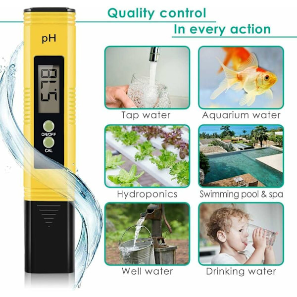PH digital mätare, pH-mätare 0,01 pH hög precision vattentestare med 0-14 pH mätområde för hushållsbruk, pool och akvarium des