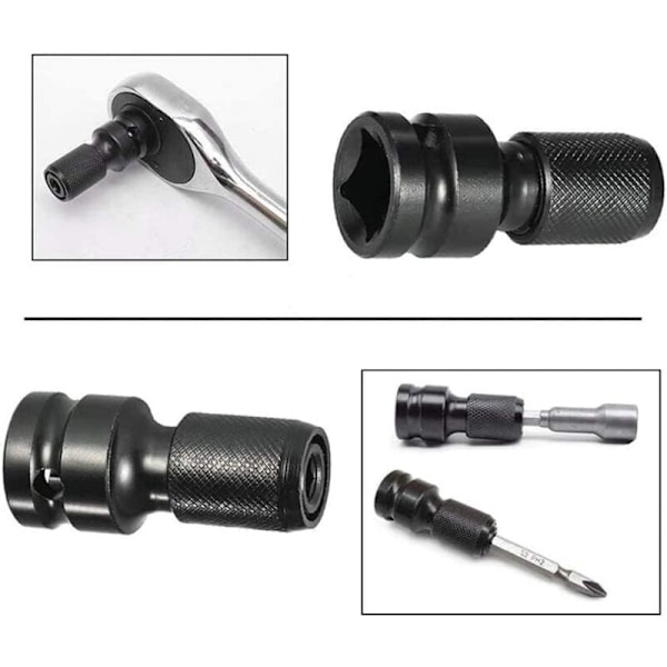 (Svart) 2 st Boulonneuse Boulonner A Stål Stål Baksida Cuffy Box med Tillbehör Adaptrar av Sweeds med Impact för 1/4 \"Cookdles Adaptrar hexagonal