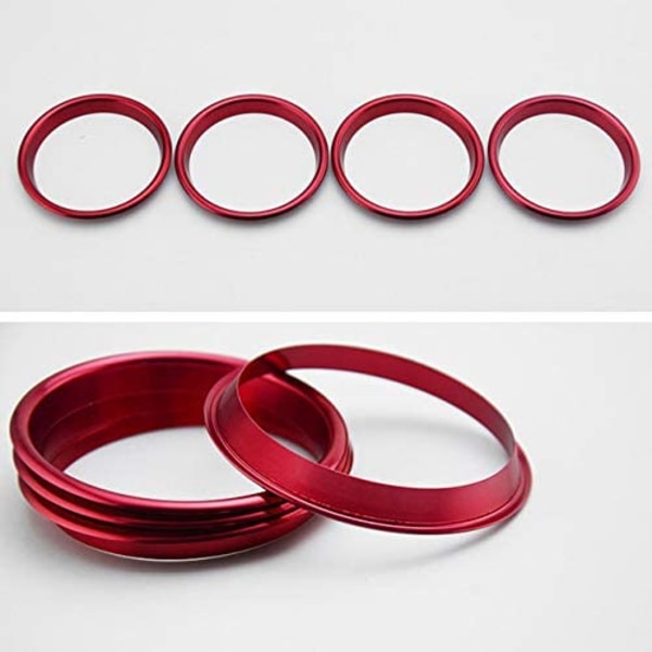 Aluminum Alloy (Red) Air Vent Outlet Ring Cover Reduce Decoration Sticker for AUDI A3 S3 2013~2020 / Q2 2017