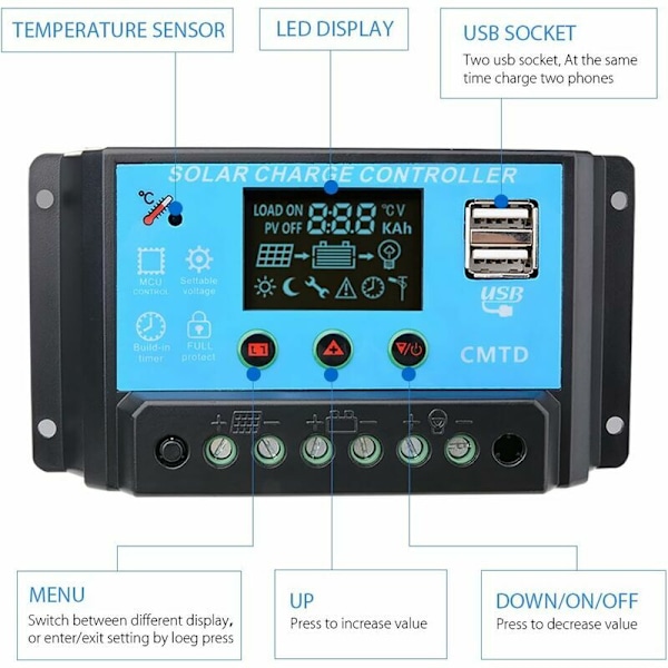 20a Load controller SOLAR REGULERING SOLAY PANEL LED 12-24V, BATTERIREGULERING SOLIER PAYER SERVICE SERVICE