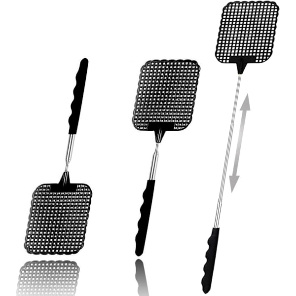 3 stk Teleskopisk Fluesmekker, Hånd Fluesmekker, Solid Fluesmekker for Fluer, Mygg og Insekter