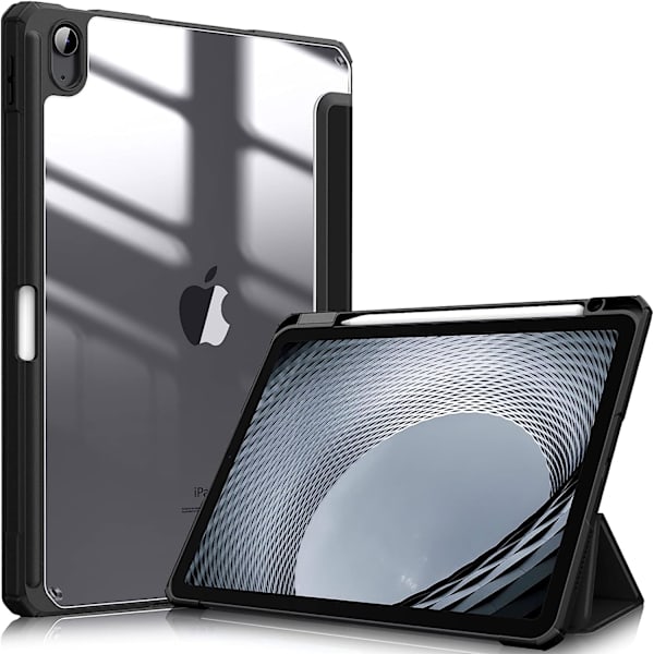 Etui til iPad Air 2022 5. generation 10,9 tommer/iPad Air 4 2020 - Gennemsigtigt cover [Opbevaring og opladning af stylus] Stødsikkert automatisk sleep/wake C