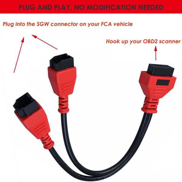 12+8-stifts till OBD2 säkerhetsbrytarkabel för SGW FCA-utrustade fordon för diagnos, kodning och programmering, kompatibel med L