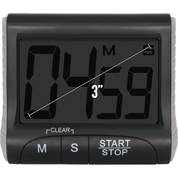 Stort display køkkenur - Digitalt ur Magnetisk bagside Høj alarmledning Nedtælling 78*70*25mm