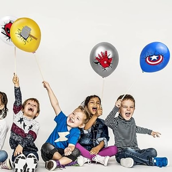 24 kappaletta supersankari Avengers League -juhlien tarvikkeita, poikien ja lasten iloinen syntymäpäiväilmapallobannerisarja, suosikki syntymäpäiväjuhlat Spider Man the