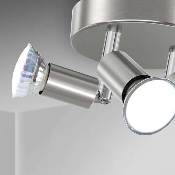 LED-taklampe svingbar, 3-veis rund plate LED-taklampe, pære ikke inkludert) Kjøkken, stue LED-taklampe - matt nikkel
