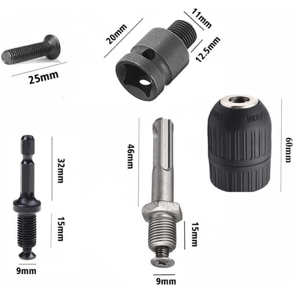 2-13mm Selvspændende borepatron 1/2-20UNF Quick Release borepatron med SDS Plus adapter boremaskine tilbehør